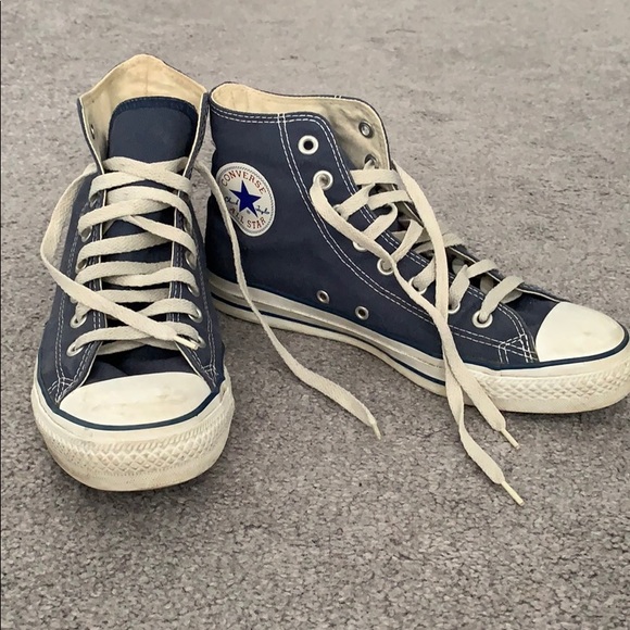 navy blue converse high tops